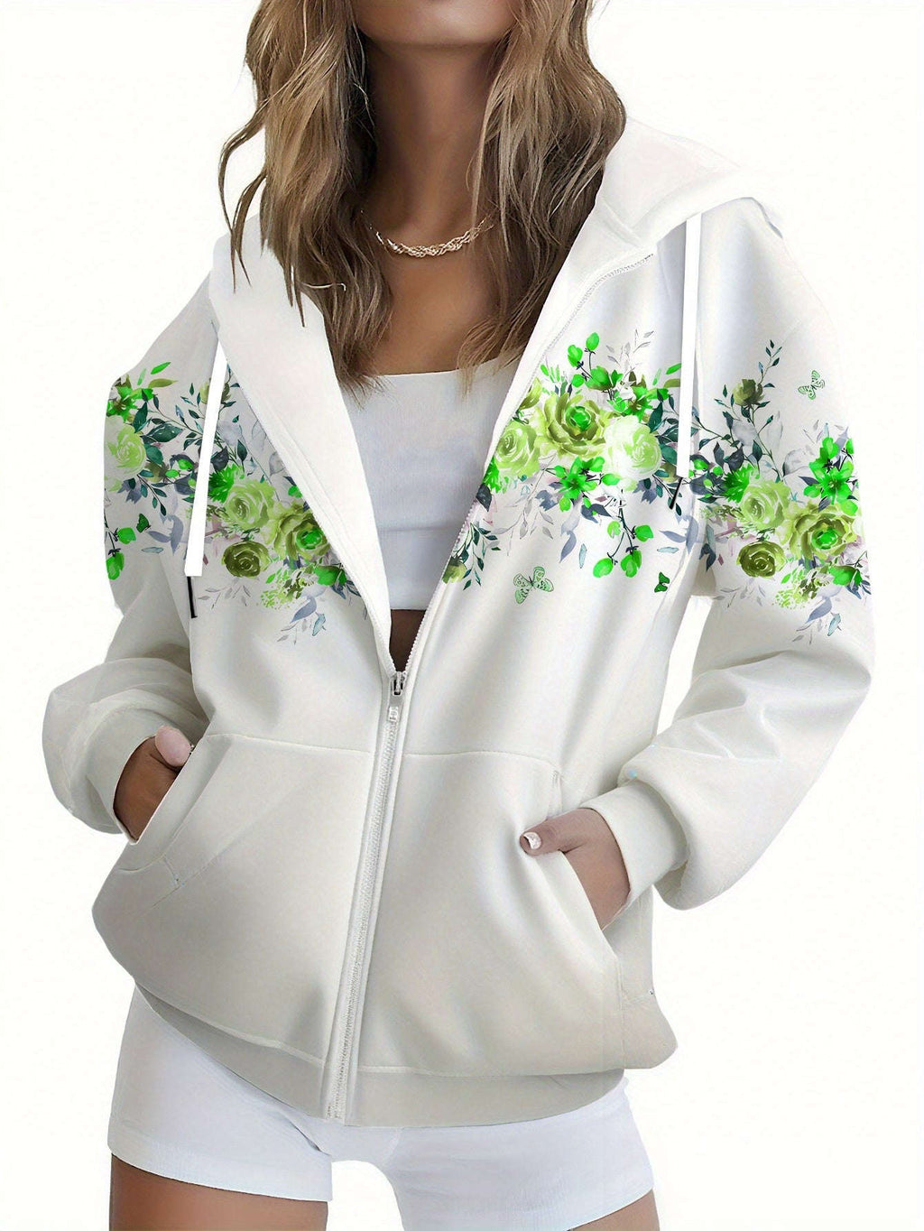 KLAYSE Sweatshirt à Capuche Floral - Imprimé 3D, Longue Manche   OAXG Mixed Color / XXS