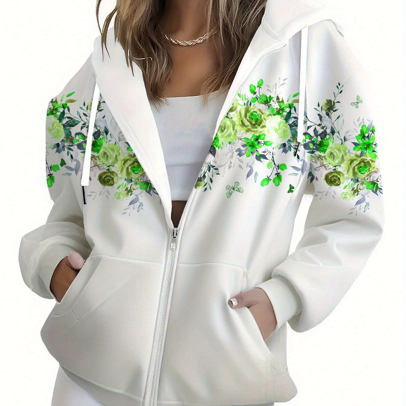 KLAYSE Sweatshirt à Capuche Floral - Imprimé 3D, Longue Manche   OAXG Mixed Color / XXS