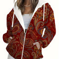 KLAYSE Sweatshirt Zippé à Capuche Floral - Confort Automnal pour Femmes   OAXG 