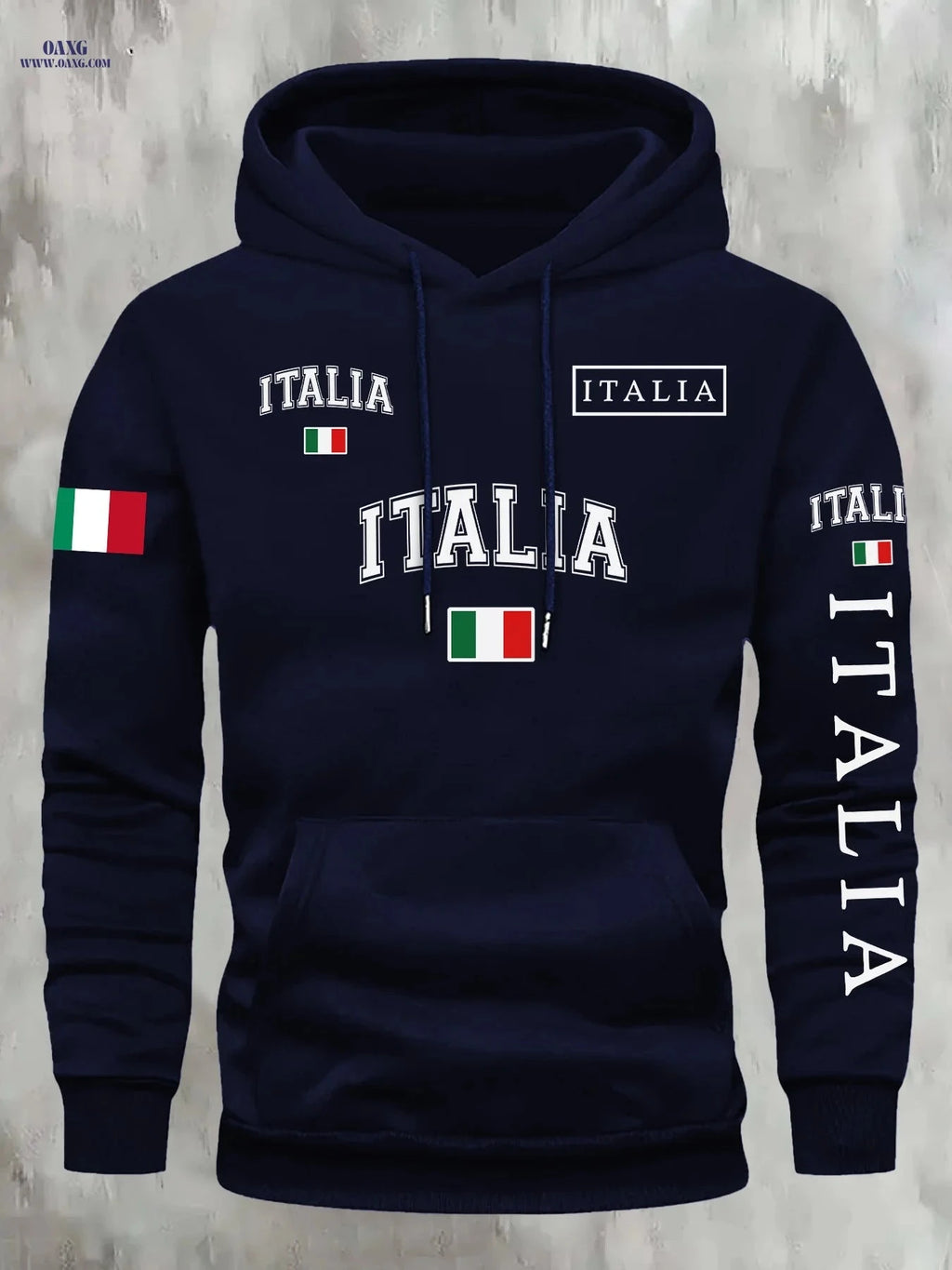 KOURRTER Autumn/Winter Hoodie - Trendy National Flag Print Outfit   OAXG Black / FR S