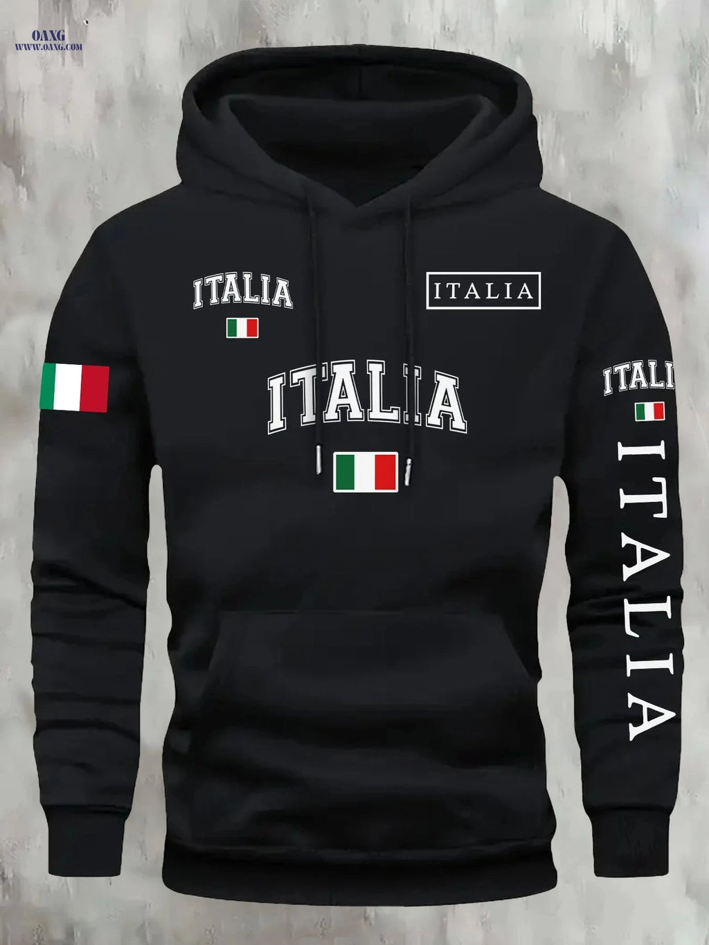 KOURRTER Autumn/Winter Hoodie - Trendy National Flag Print Outfit   OAXG Black / FR S