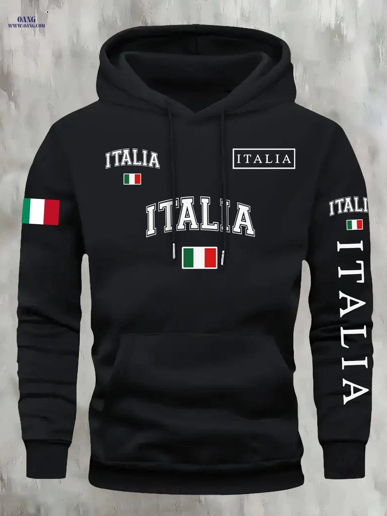 KOURRTER Autumn/Winter Hoodie - Trendy National Flag Print Outfit   OAXG Black / FR S