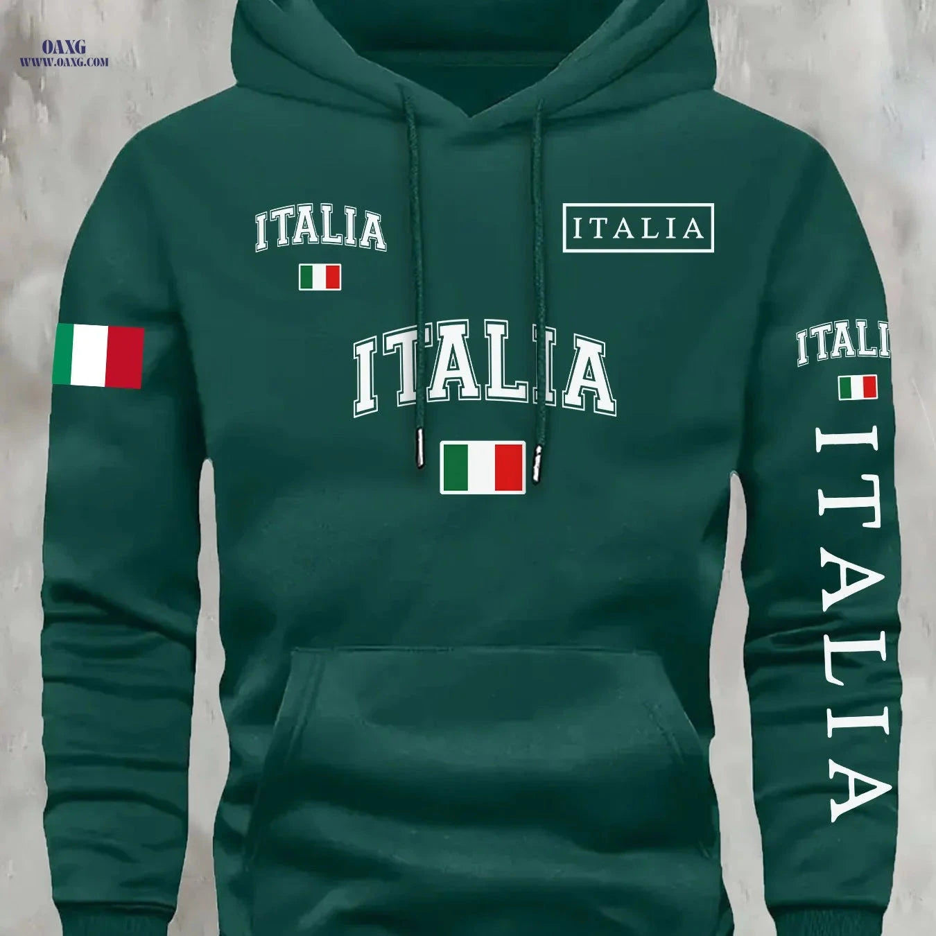 KOURRTER Autumn/Winter Hoodie - Trendy National Flag Print Outfit   OAXG Black / FR S