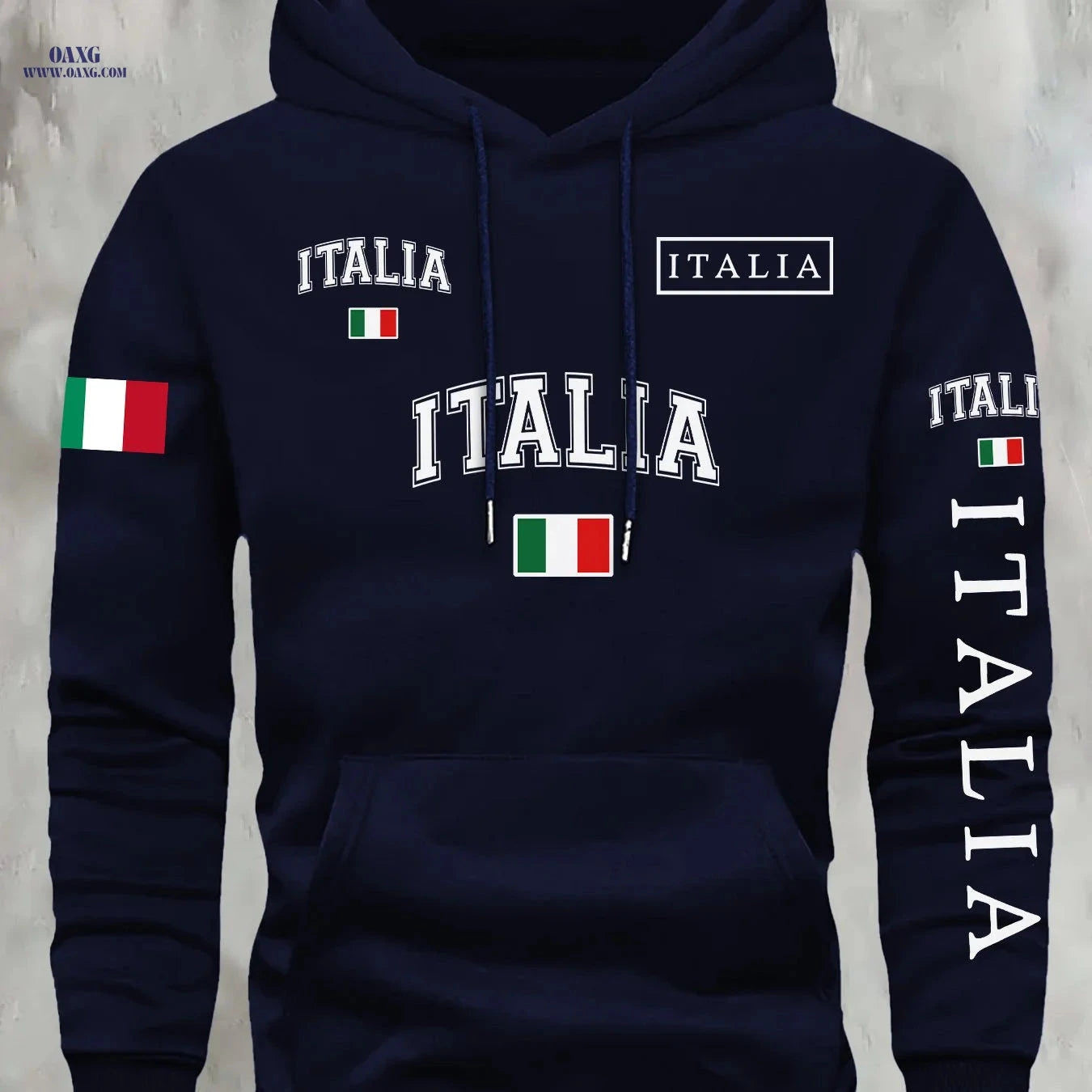 KOURRTER Autumn/Winter Hoodie - Trendy National Flag Print Outfit   OAXG Black / FR S