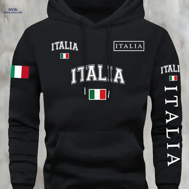 KOURRTER Autumn/Winter Hoodie - Trendy National Flag Print Outfit   OAXG 