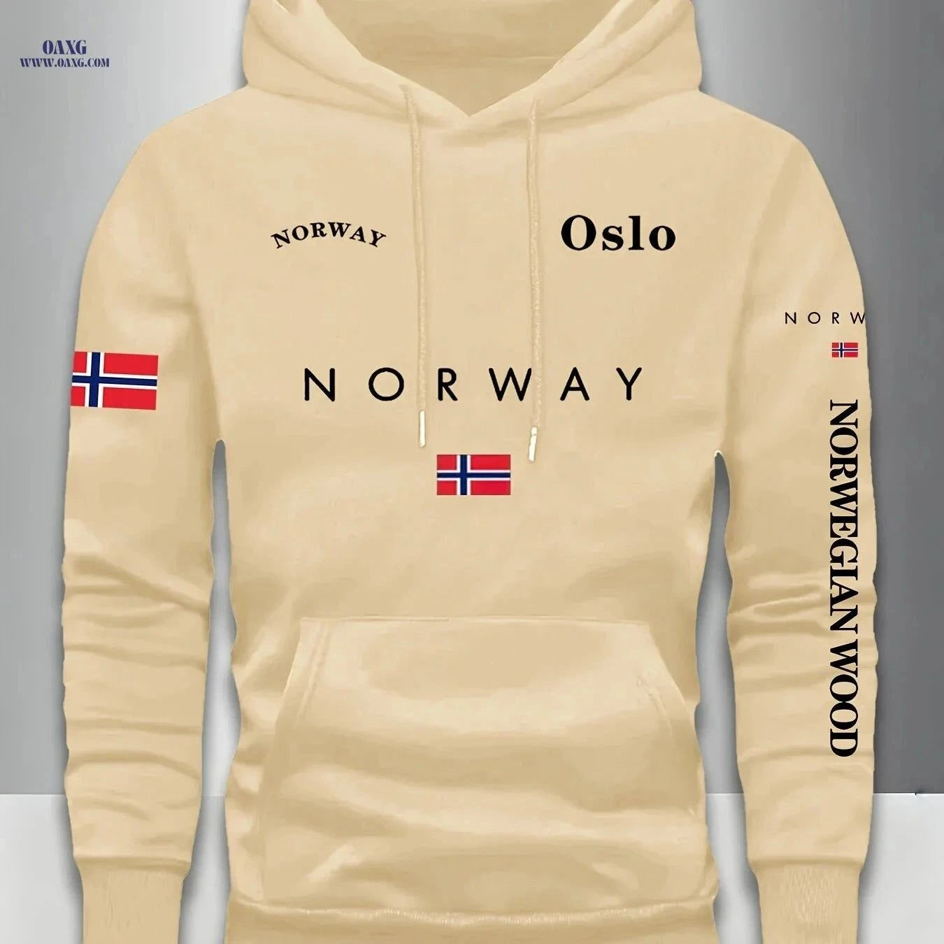 KOURRTER Men’s Casual Hoodie - Multi-Image Geometric Sweatshirt   OAXG Apricot / FR XL