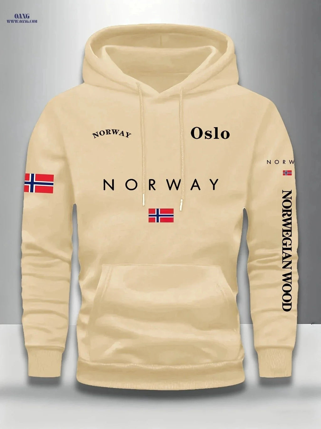 KOURRTER Men’s Casual Hoodie - Multi-Image Geometric Sweatshirt   OAXG Apricot / FR XL