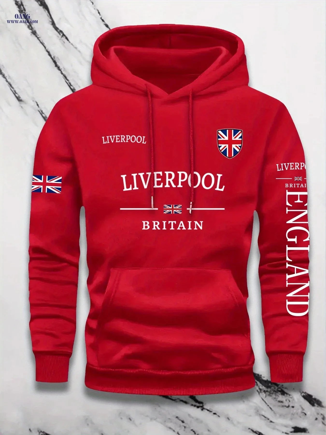 KOURRTER Men's Hooded Sweatshirt - Casual British Flag Pullover   OAXG 
