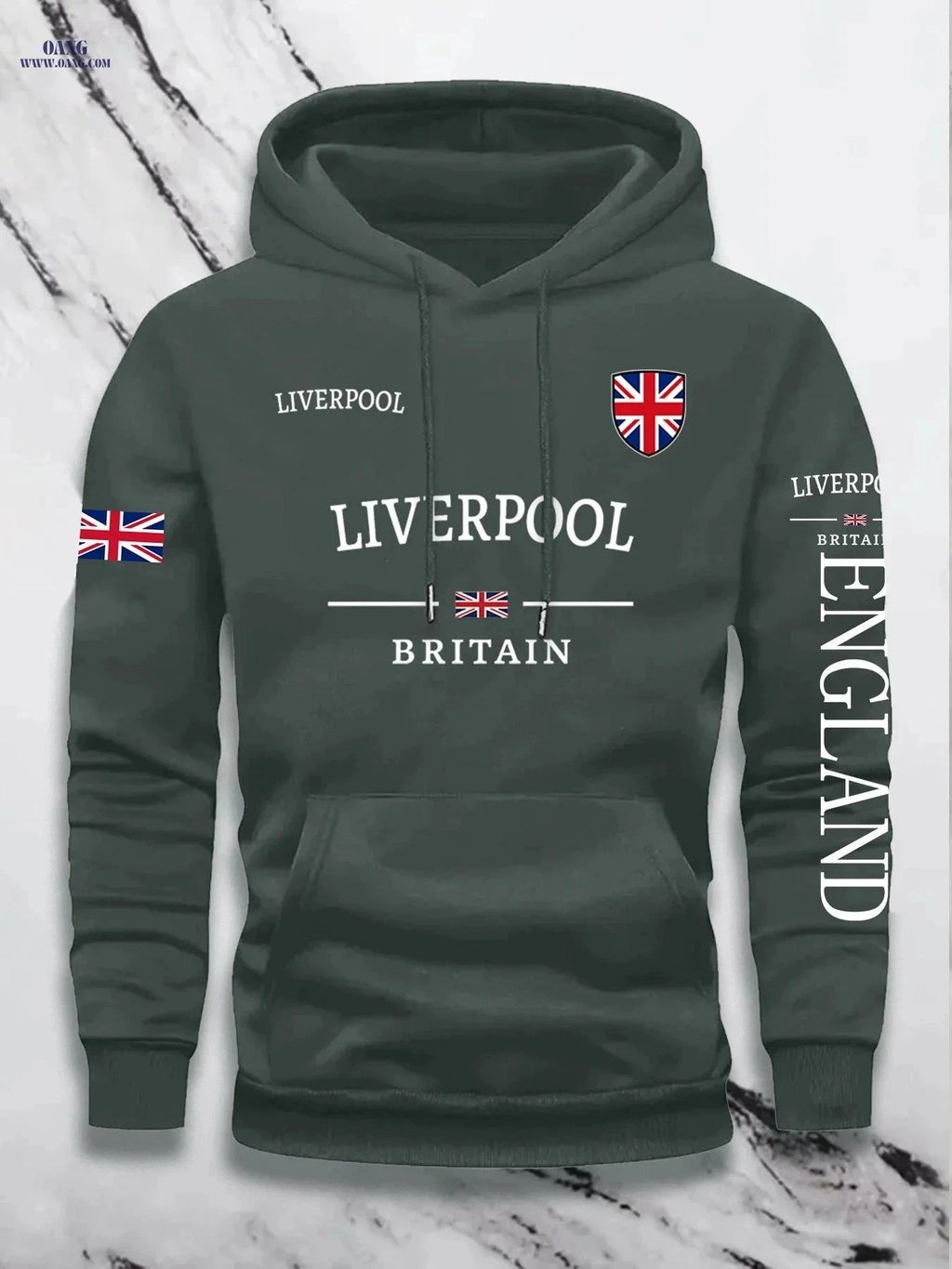 KOURRTER Men's Hooded Sweatshirt - Casual British Flag Pullover   OAXG Red / FR S