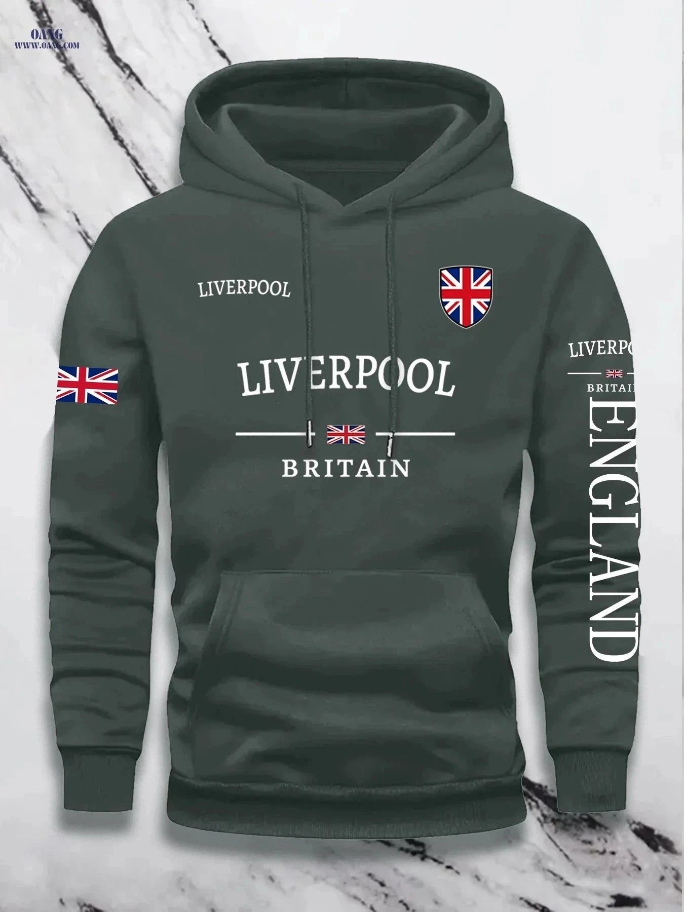 KOURRTER Men's Hooded Sweatshirt - Casual British Flag Pullover   OAXG Red / FR S