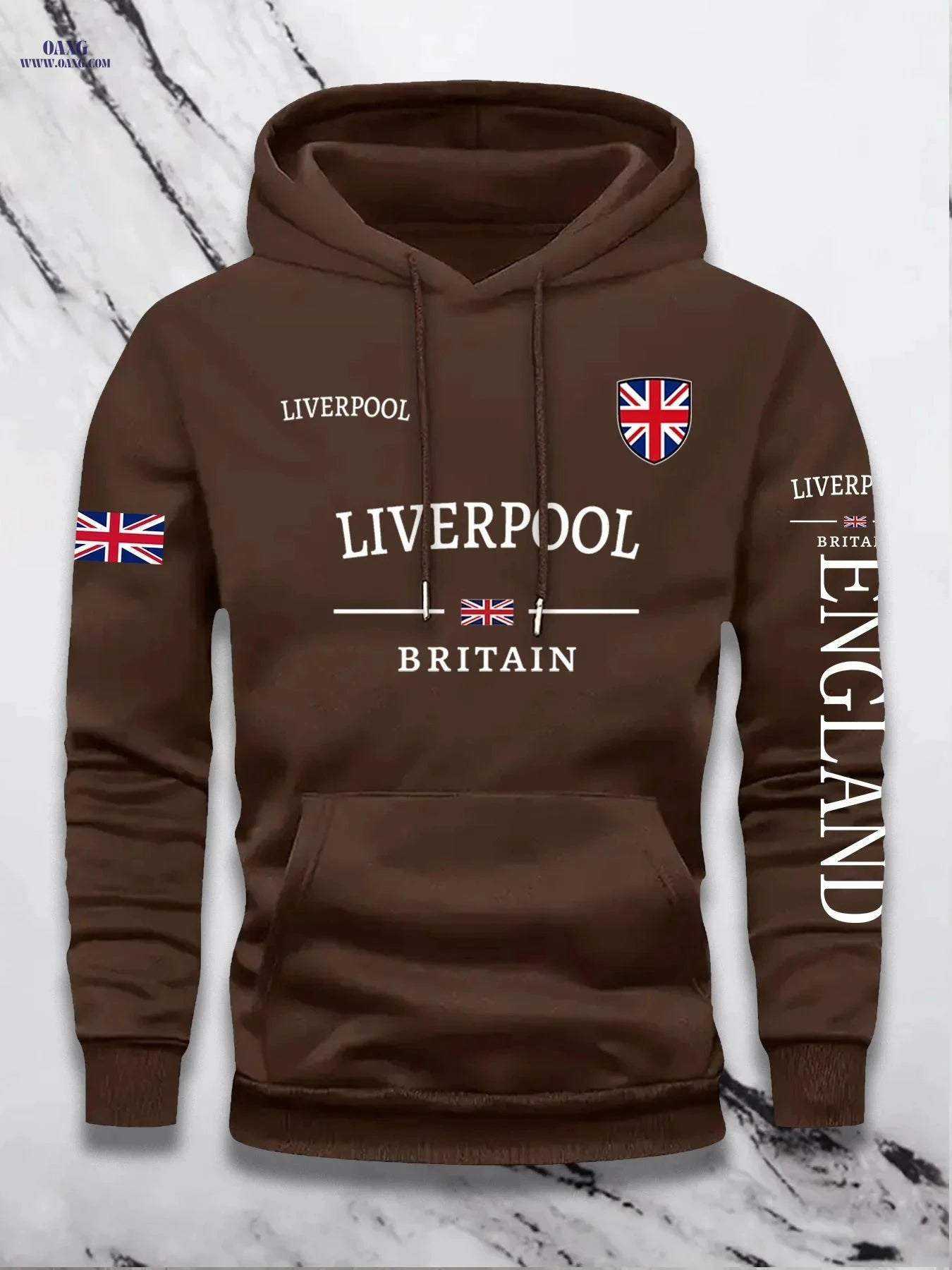 KOURRTER Men's Hooded Sweatshirt - Casual British Flag Pullover   OAXG Red / FR S