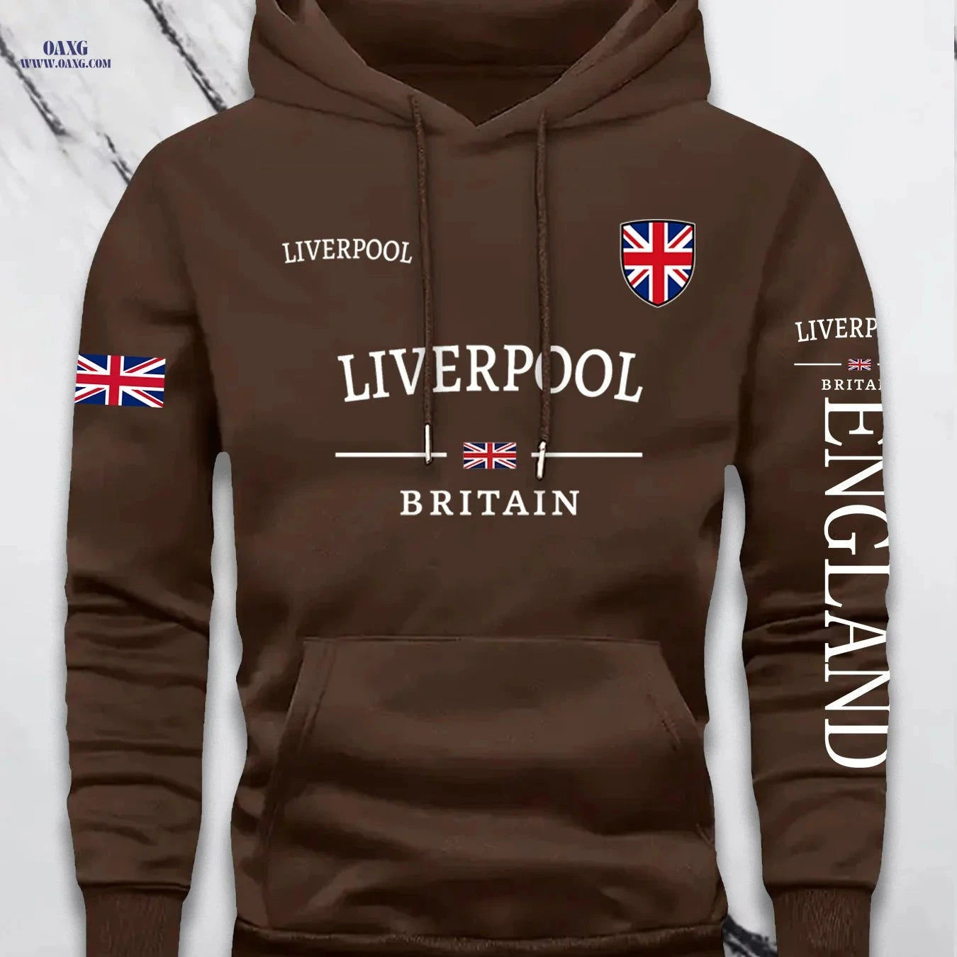 KOURRTER Men's Hooded Sweatshirt - Casual British Flag Pullover   OAXG Red / FR S