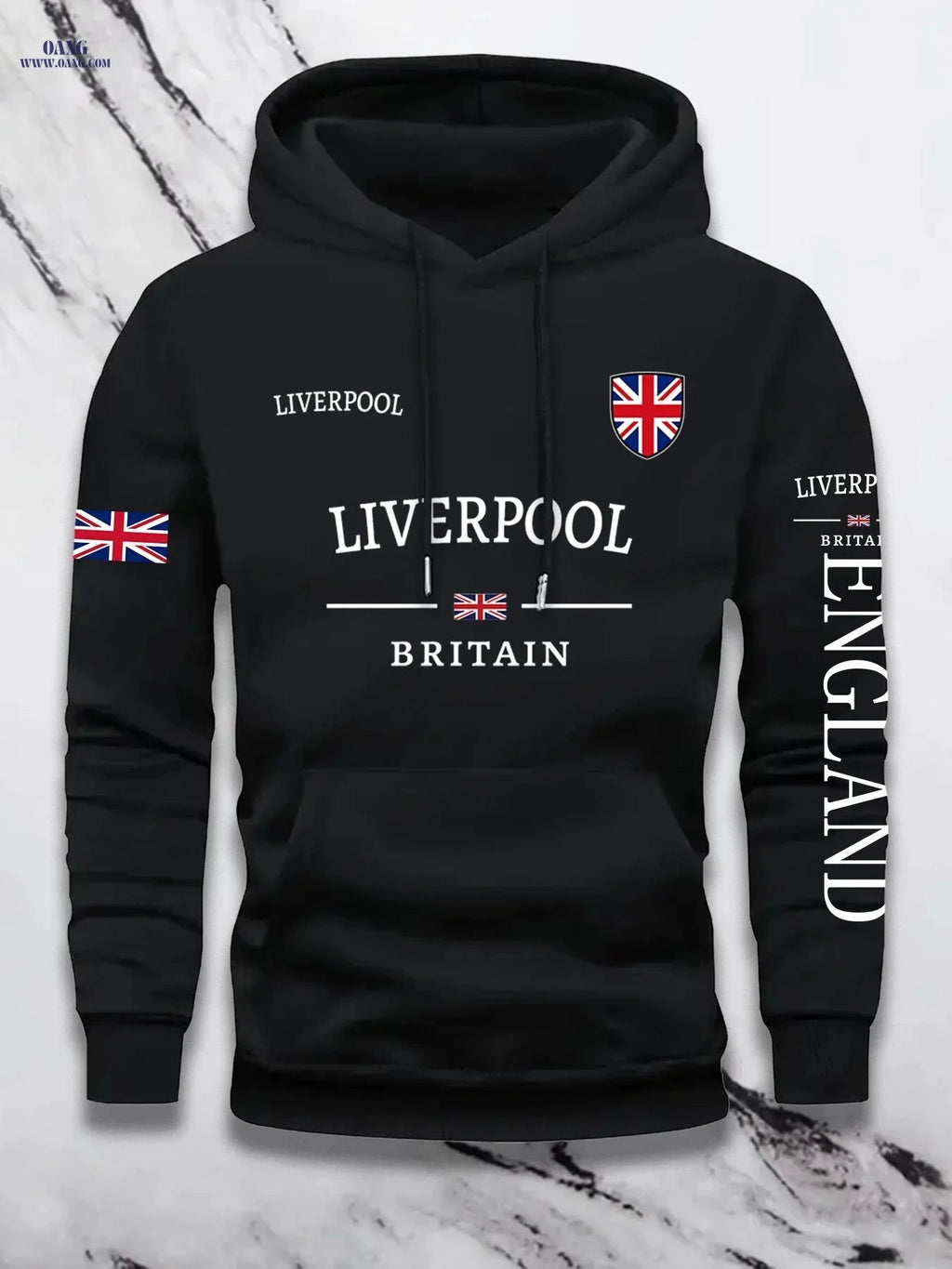 KOURRTER Men's Hooded Sweatshirt - Casual British Flag Pullover   OAXG Red / FR S