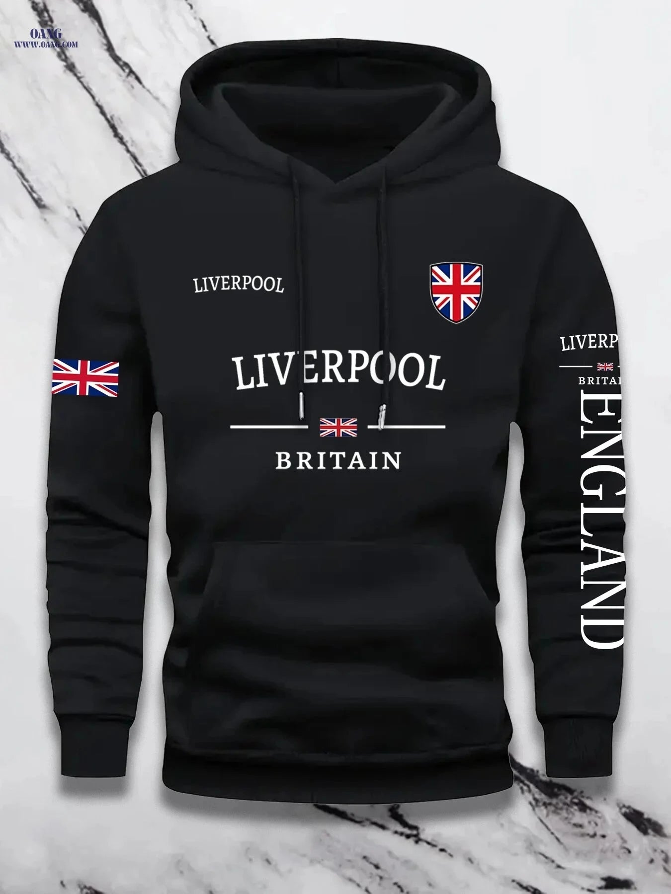 KOURRTER Men's Hooded Sweatshirt - Casual British Flag Pullover   OAXG Red / FR S