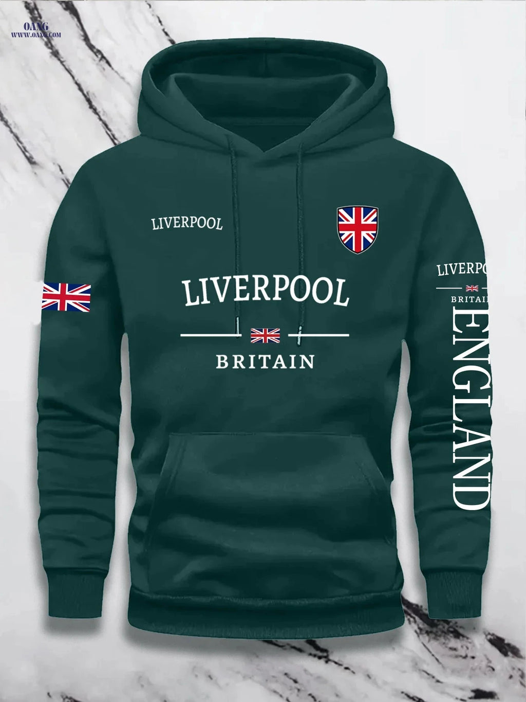 KOURRTER Men's Hooded Sweatshirt - Casual British Flag Pullover   OAXG Red / FR S