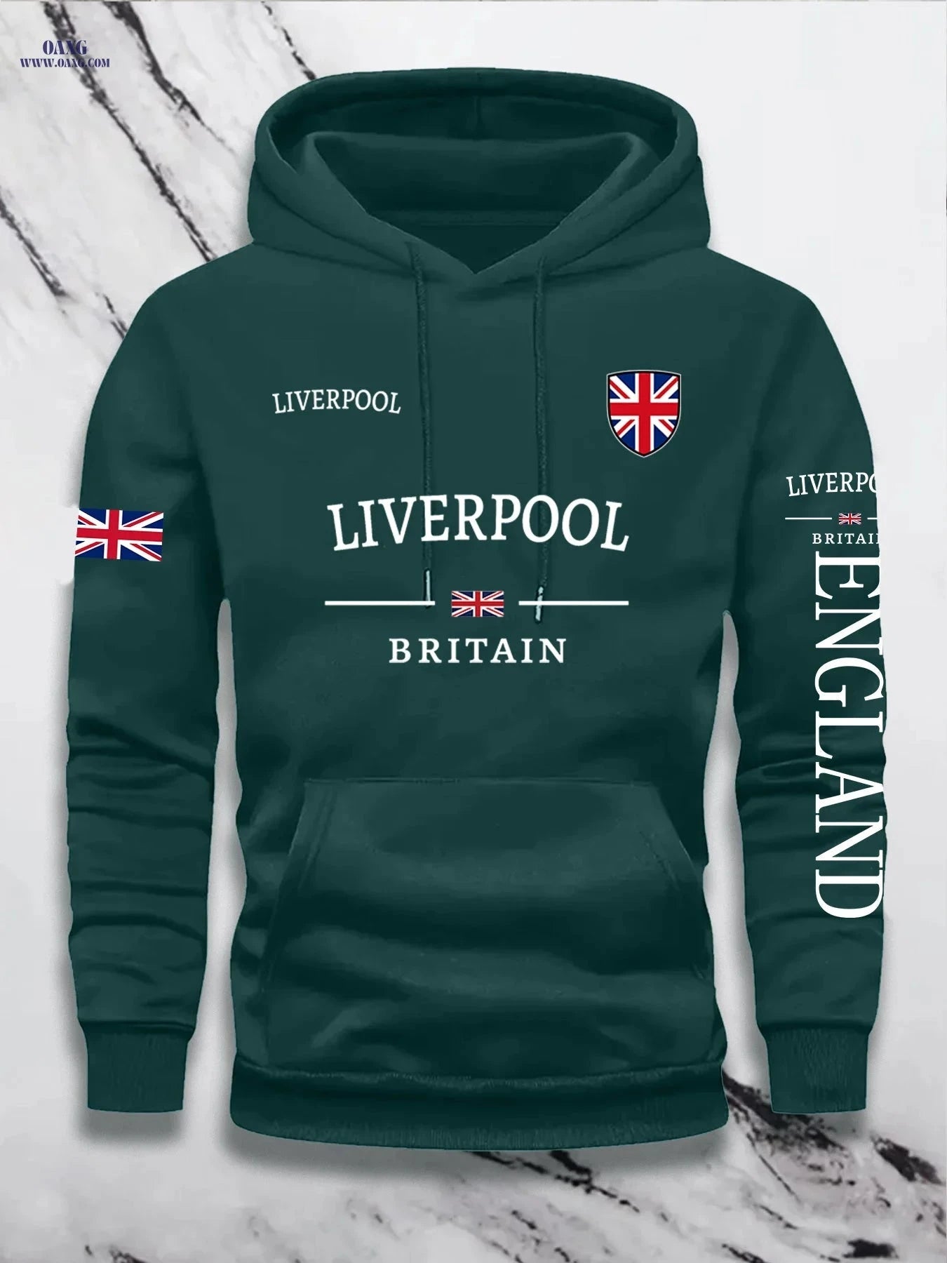 KOURRTER Men's Hooded Sweatshirt - Casual British Flag Pullover   OAXG Red / FR S