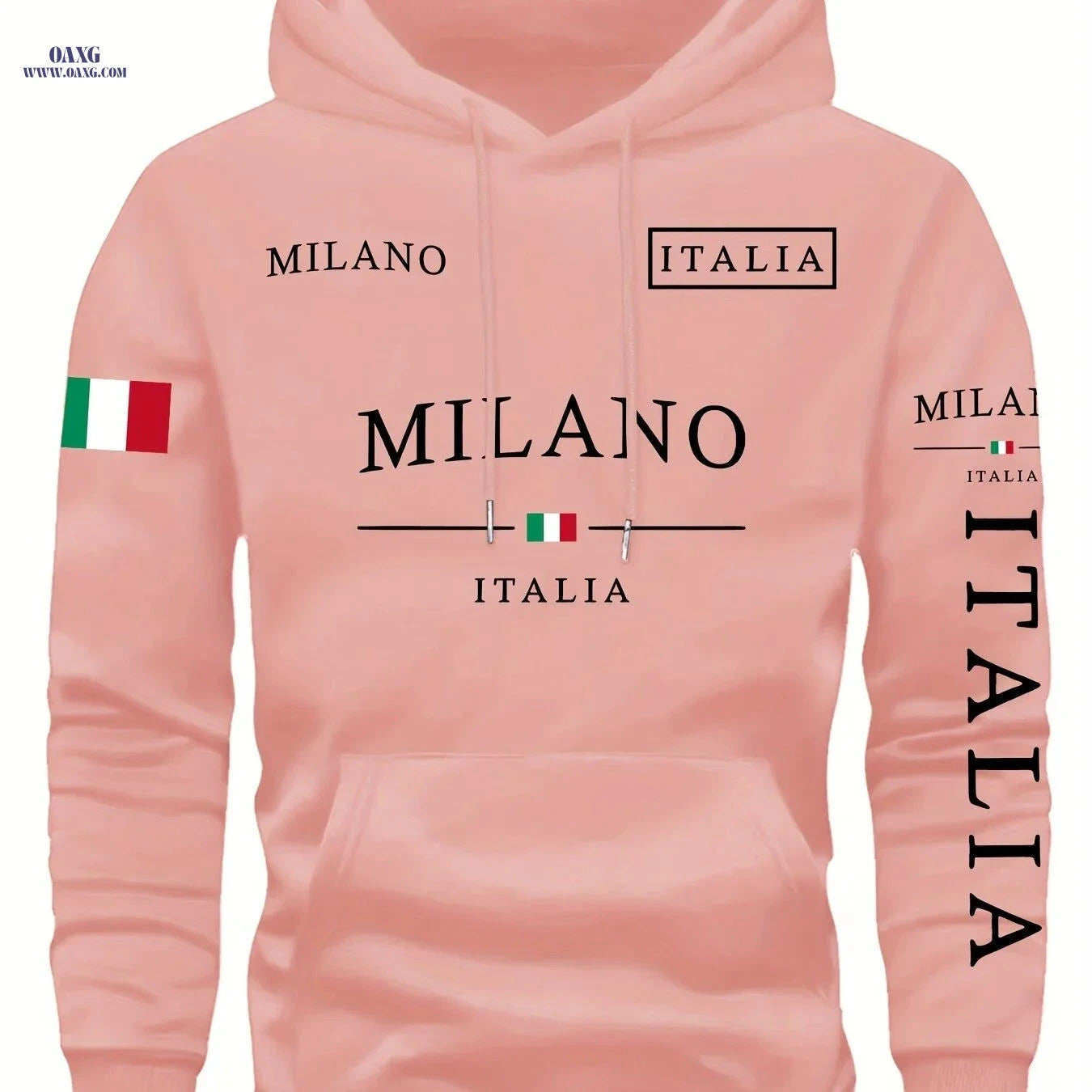 KOURRTER Men's Italian Flag Hooded Sweatshirt - Navy Blue, Casual Style   OAXG 