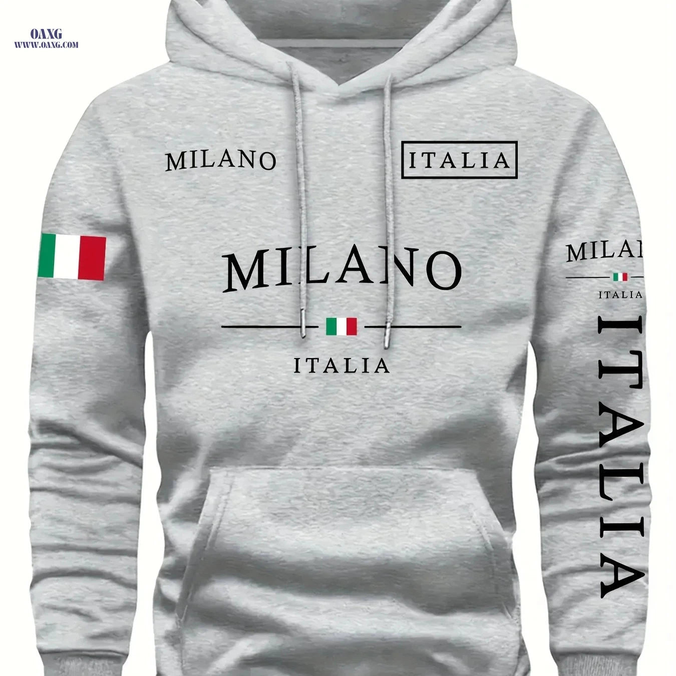 KOURRTER Men's Italian Flag Hooded Sweatshirt - Navy Blue, Casual Style   OAXG 