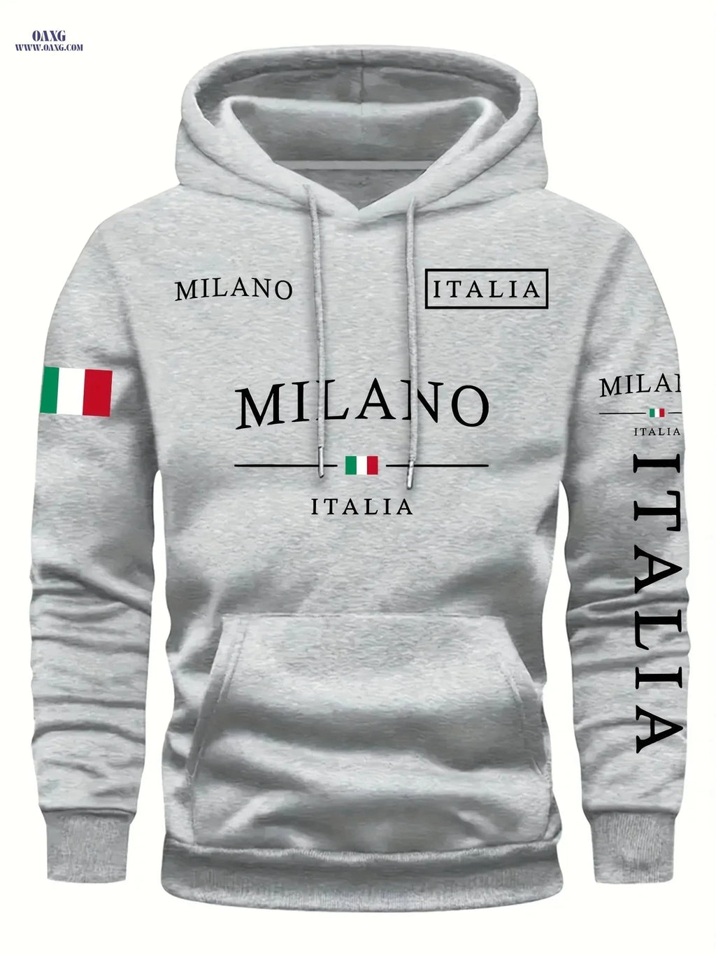 KOURRTER Men's Italian Flag Hooded Sweatshirt - Navy Blue, Casual Style   OAXG 