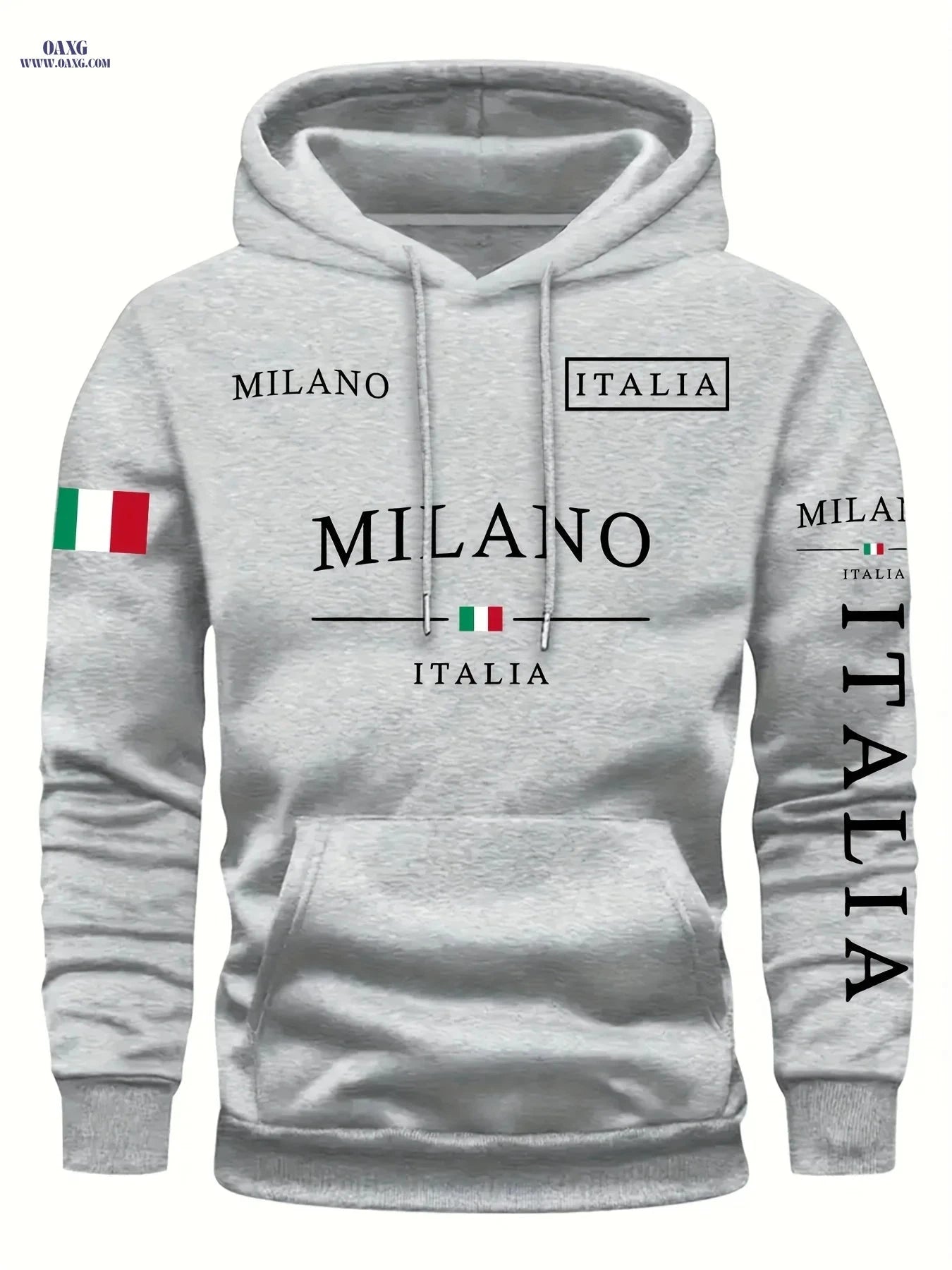 KOURRTER Men's Italian Flag Hooded Sweatshirt - Navy Blue, Casual Style   OAXG 