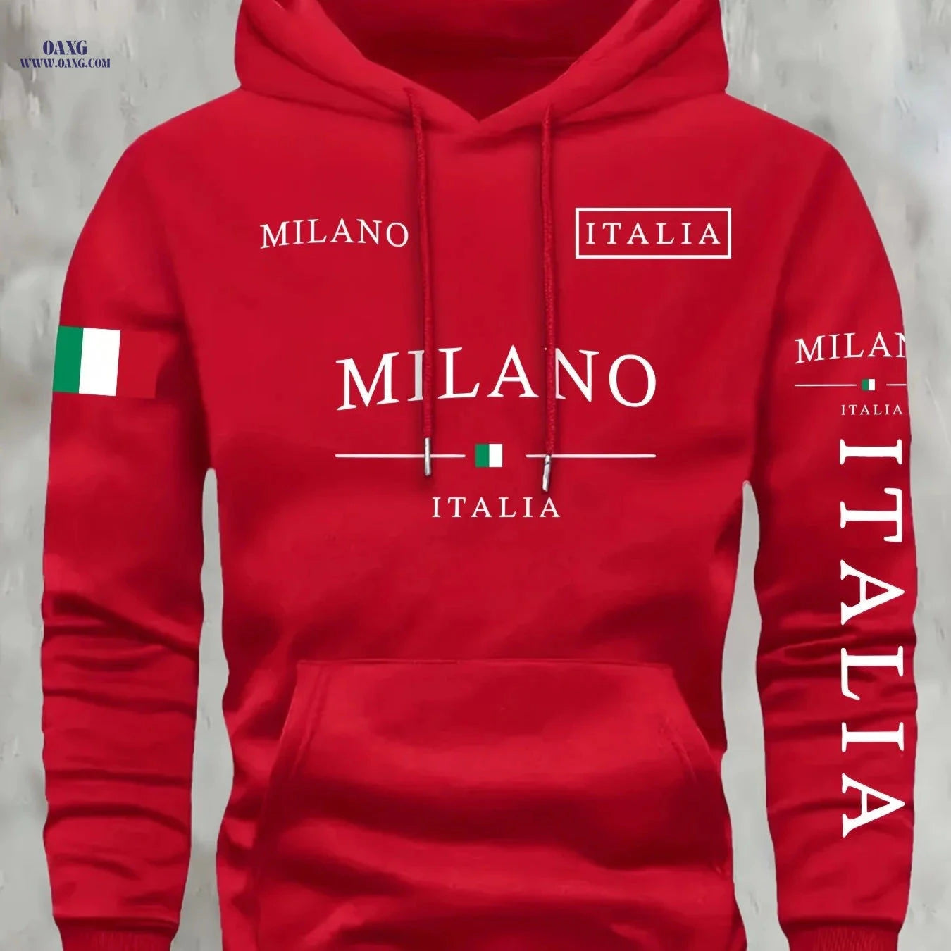 KOURRTER Men's Italian Flag Hooded Sweatshirt - Navy Blue, Casual Style   OAXG 
