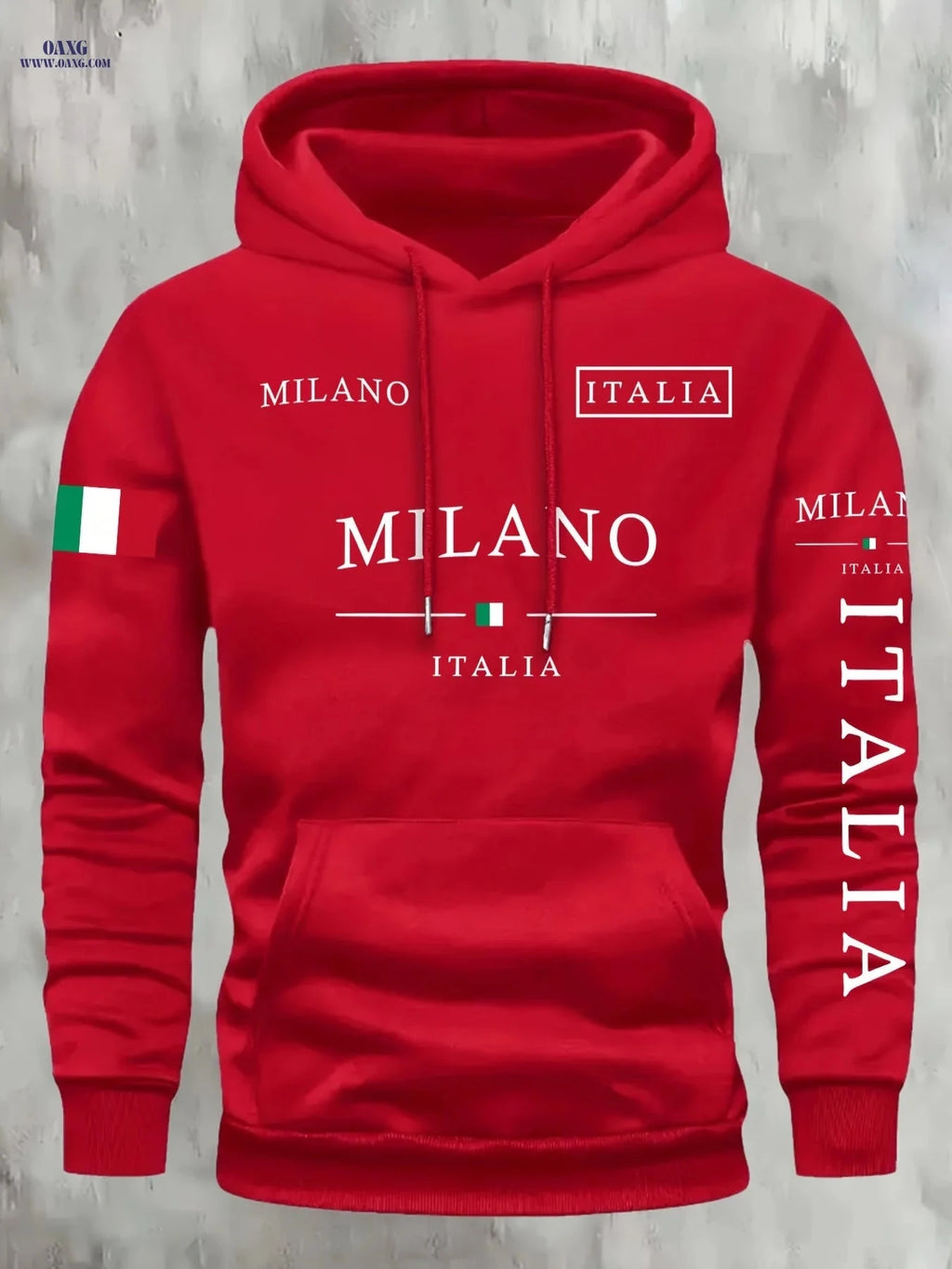 KOURRTER Men's Italian Flag Hooded Sweatshirt - Navy Blue, Casual Style   OAXG 