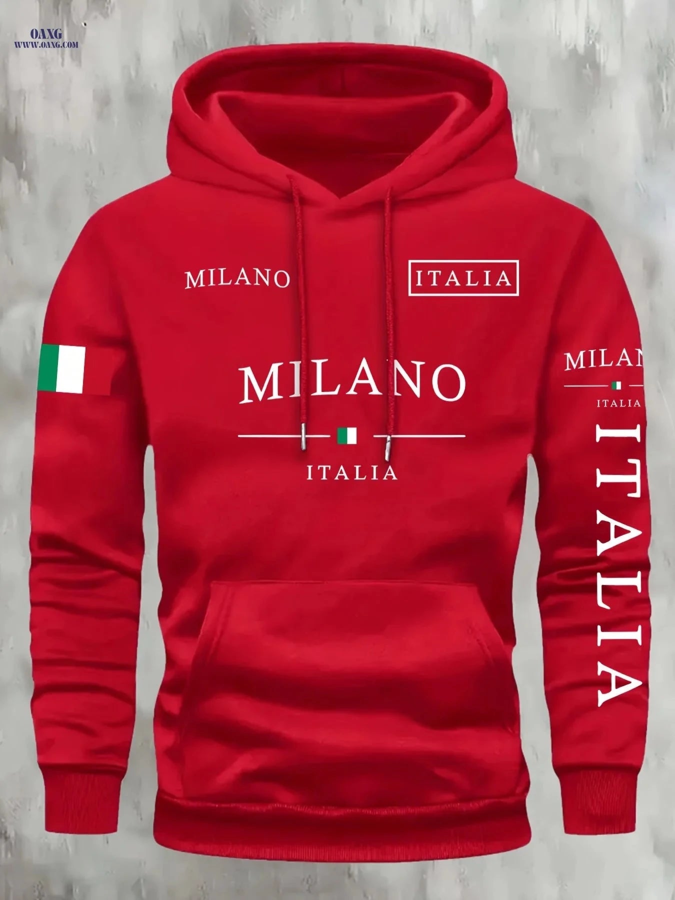 KOURRTER Men's Italian Flag Hooded Sweatshirt - Navy Blue, Casual Style   OAXG 