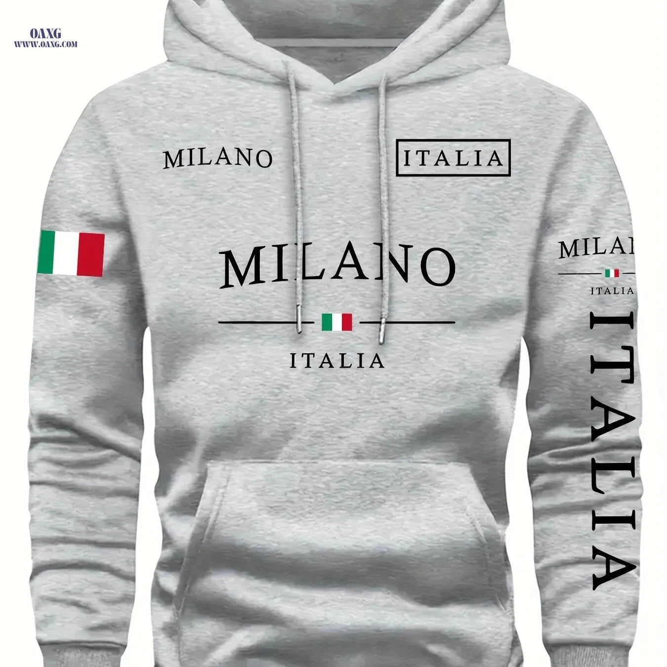 KOURRTER Men's Italian Flag Hooded Sweatshirt - Navy Blue, Casual Style   OAXG Black / FR S