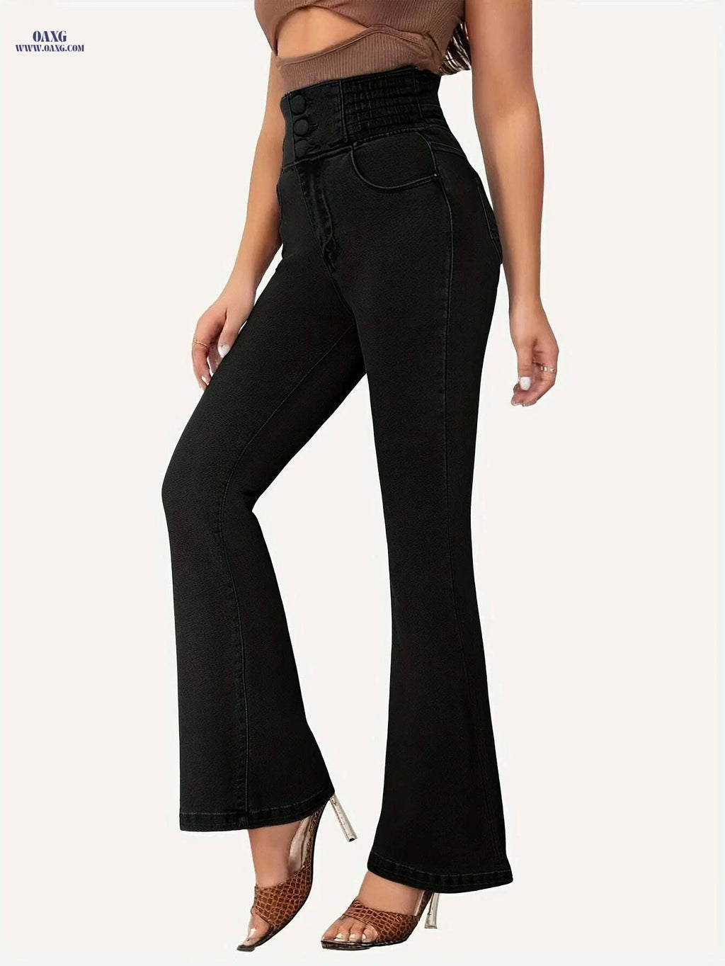 KYGABAK High Waist Elastic Denim Trousers - Skinny Fit for Casual Wear   OAXG Light Blue / S