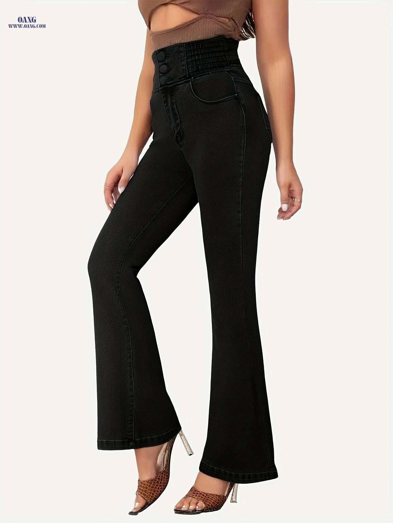 KYGABAK High Waist Elastic Denim Trousers - Skinny Fit for Casual Wear   OAXG Light Blue / S