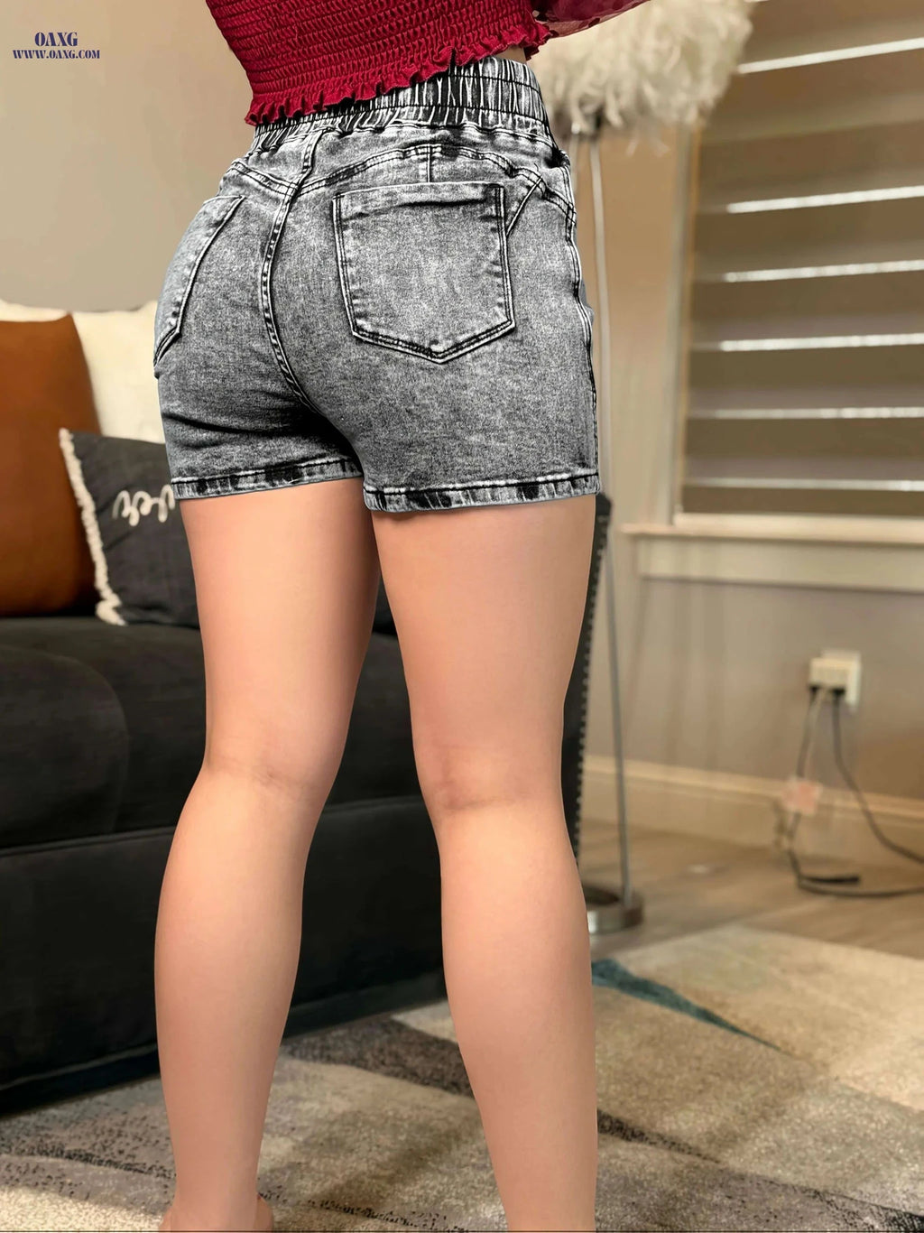 KYGABAK High-Waisted Denim Shorts - Stretchy Tummy Control Fit   OAXG 