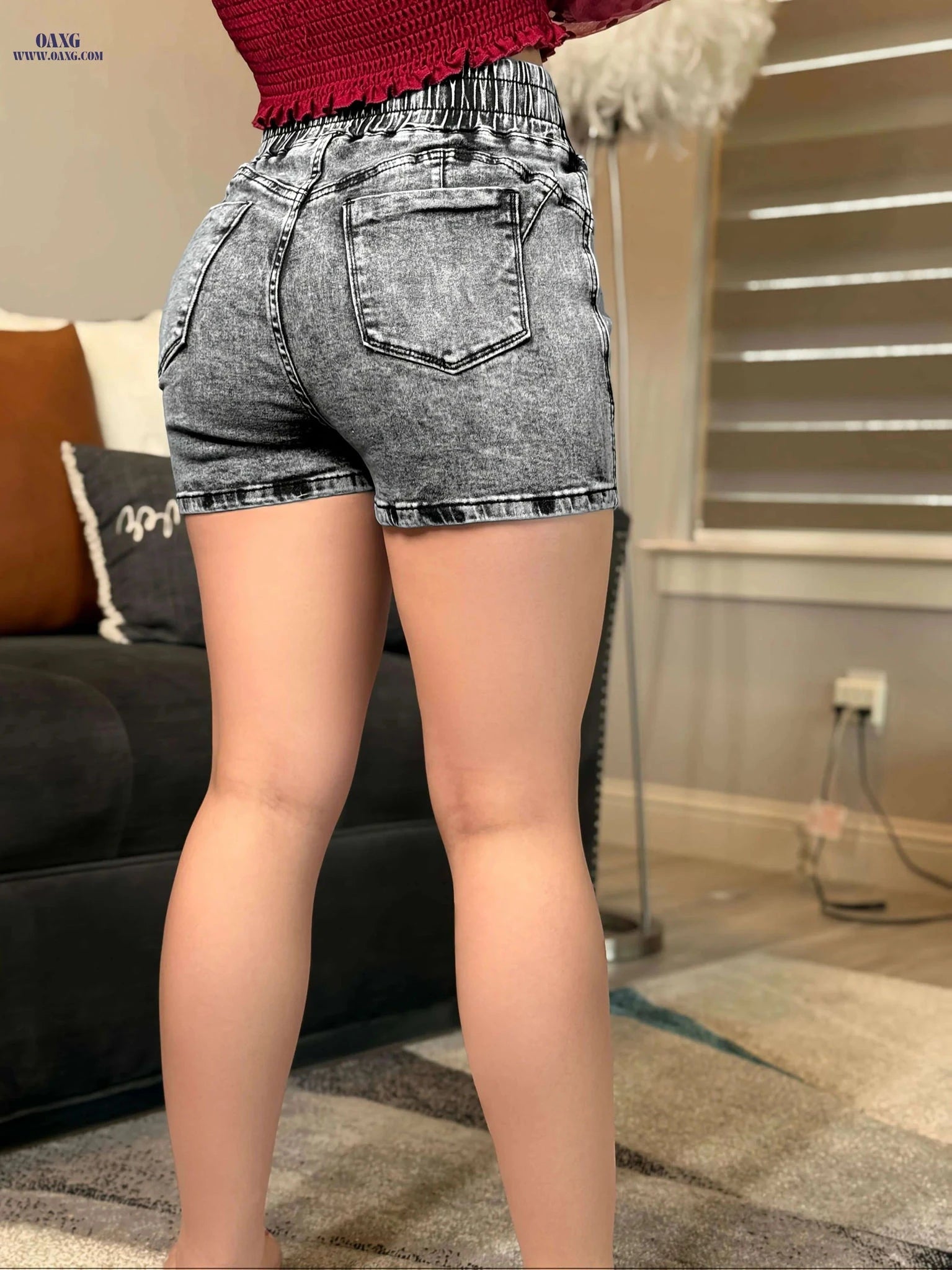 KYGABAK High-Waisted Denim Shorts - Stretchy Tummy Control Fit   OAXG 