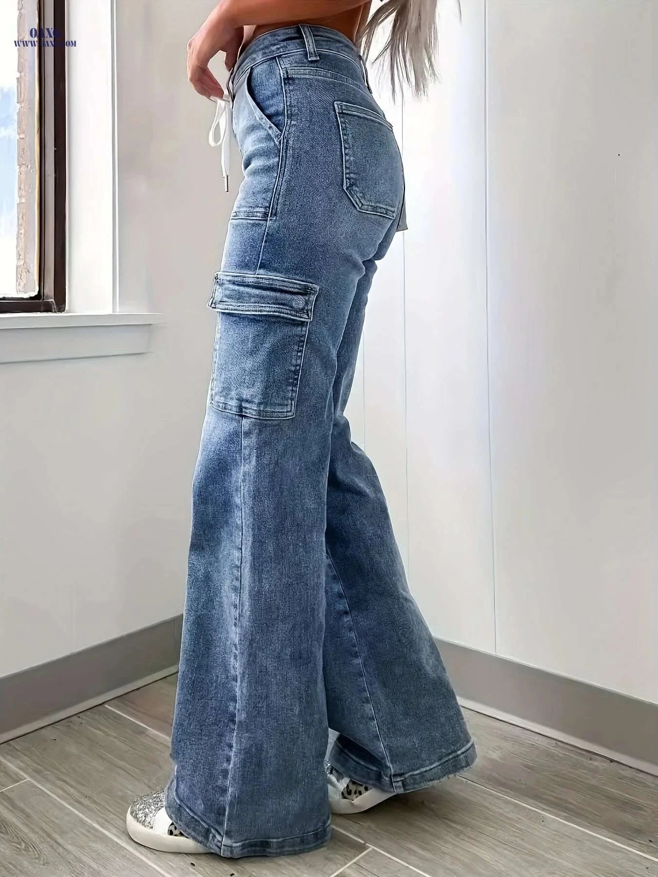 KYGABAK Women's Casual Denim Sweatpants - Straight-Leg with Pockets   OAXG 
