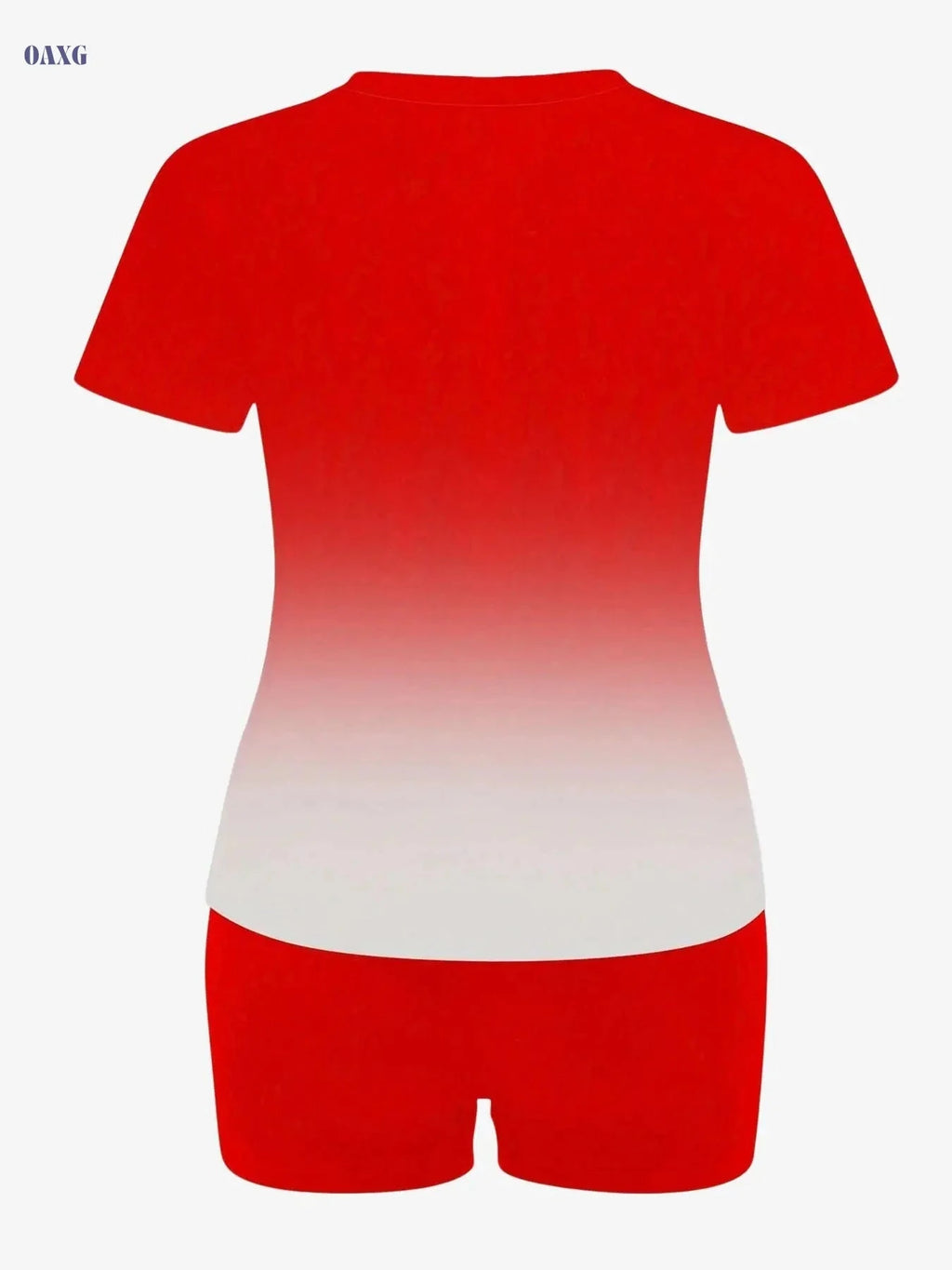 L558C45 Women's Casual Sports Set - Short-Sleeve, Gradient Design   OAXG Red / S