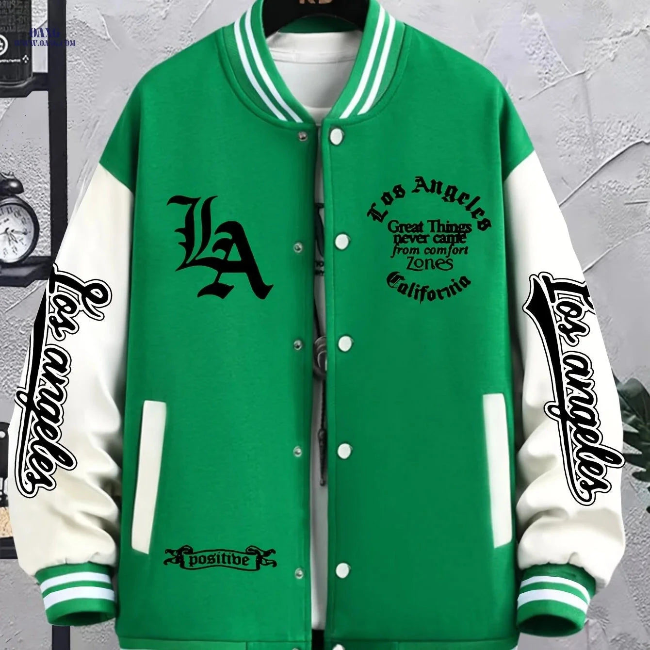LA Baseball Jacket - Trendy American Street Style for Men   OAXG 