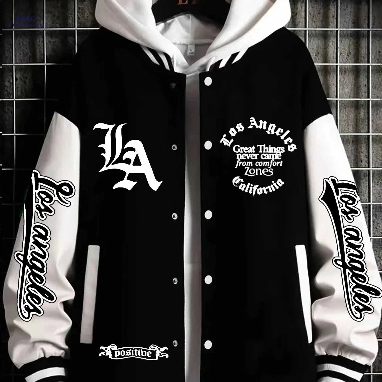 LA Baseball Jacket - Trendy American Street Style for Men   OAXG Khaki / FR S