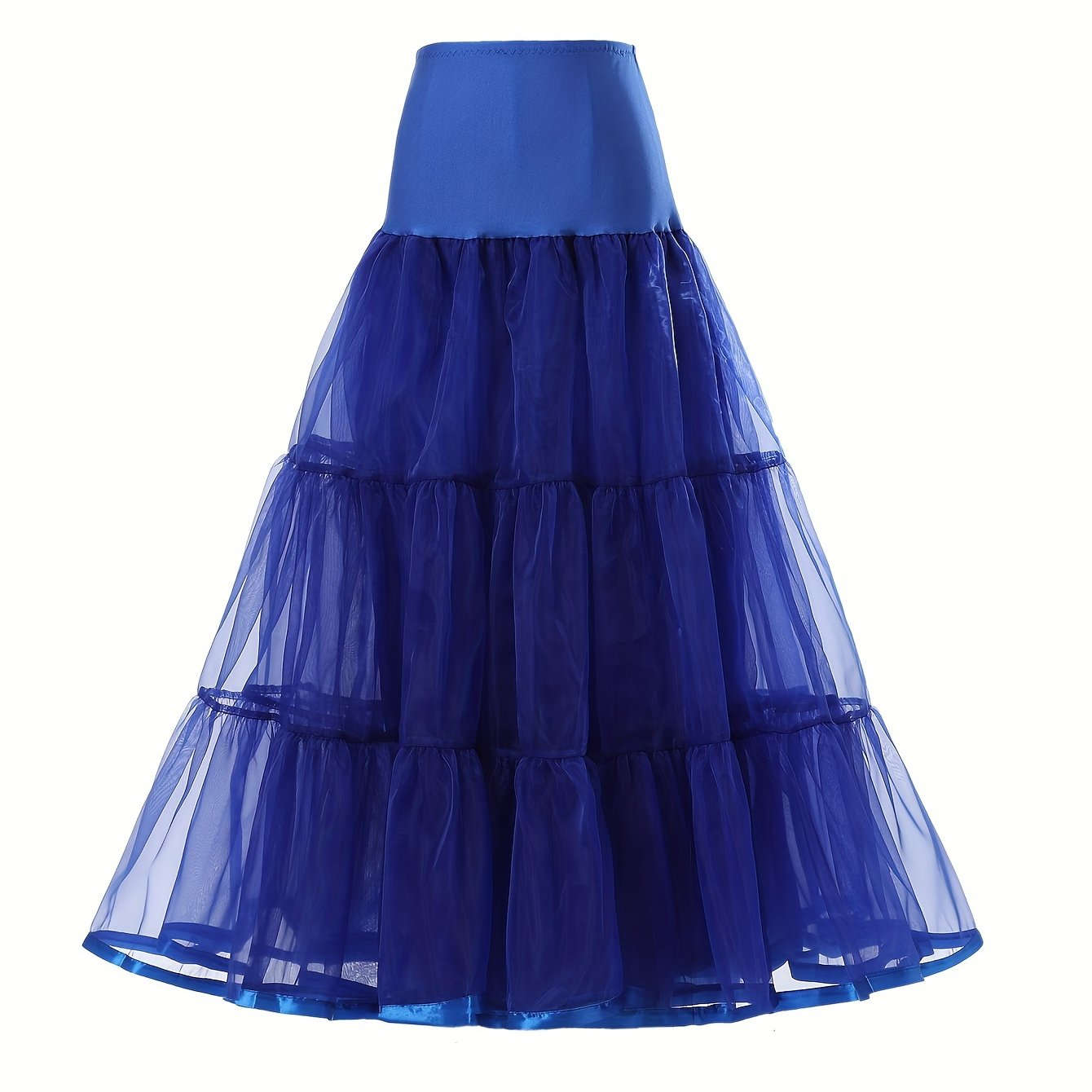 Ladies' 3-Layer Long Solid Color Organza Skirt - High Elasticity   OAXG 