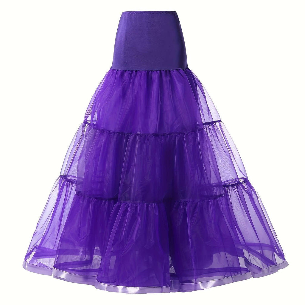 Ladies' 3-Layer Long Solid Color Organza Skirt - High Elasticity   OAXG 
