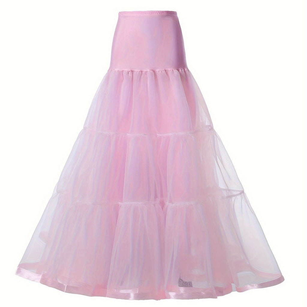 Ladies' 3-Layer Long Solid Color Organza Skirt - High Elasticity   OAXG 