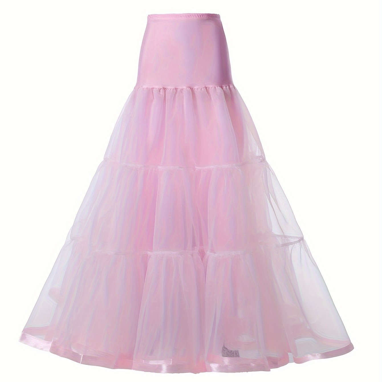 Ladies' 3-Layer Long Solid Color Organza Skirt - High Elasticity   OAXG 