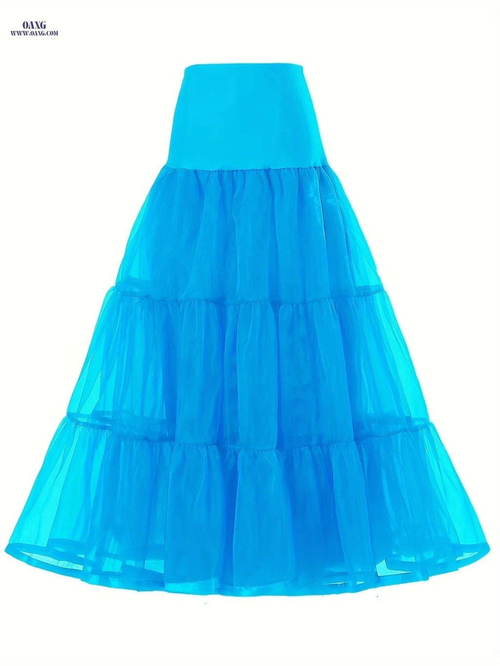 Ladies' 3-Layer Long Solid Color Organza Skirt - High Elasticity   OAXG Black / S