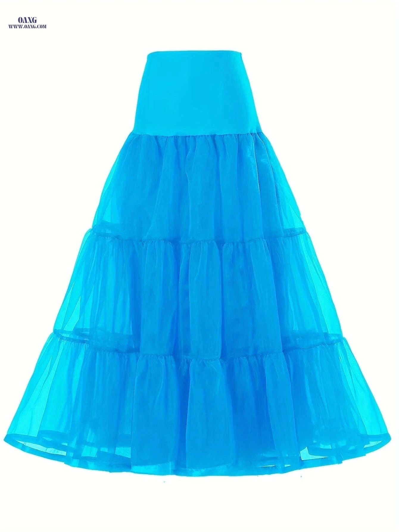 Ladies' 3-Layer Long Solid Color Organza Skirt - High Elasticity   OAXG Black / S