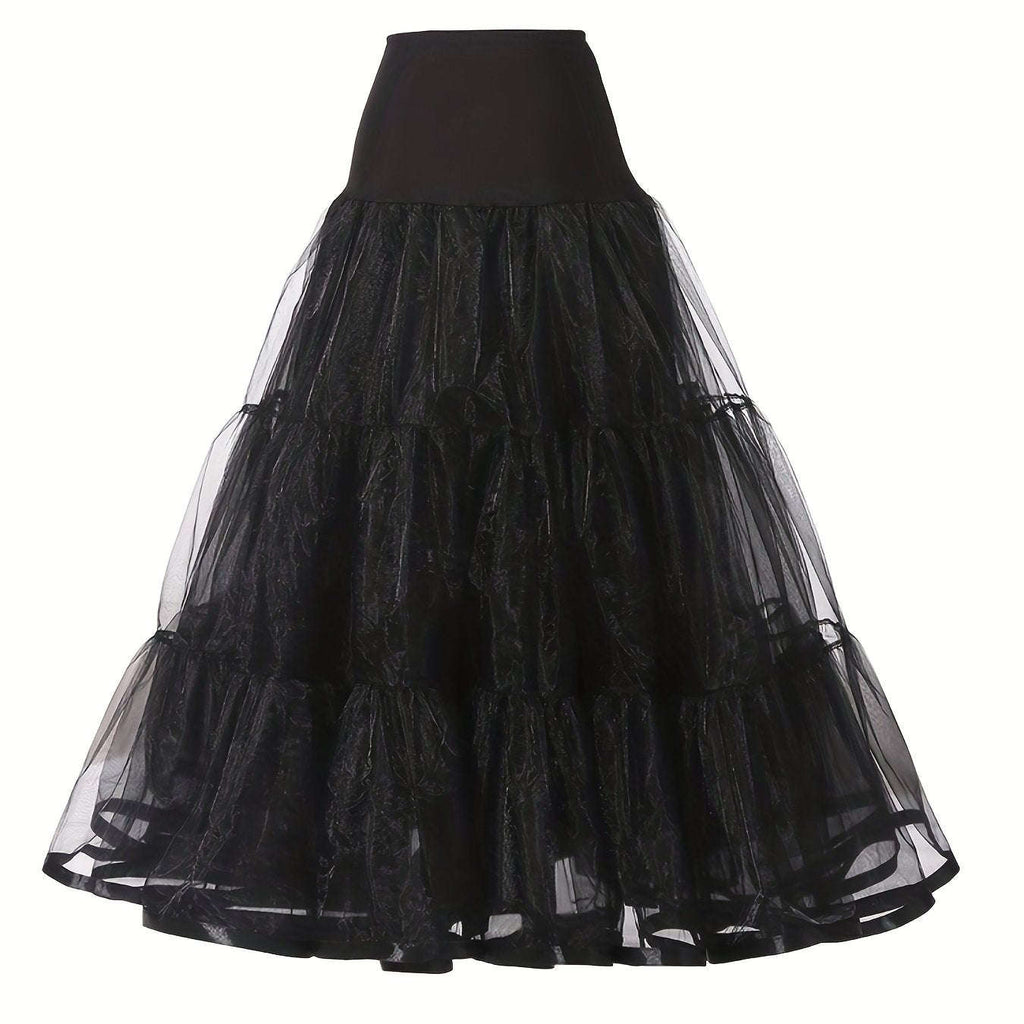 Ladies' 3-Layer Long Solid Color Organza Skirt - High Elasticity   OAXG 