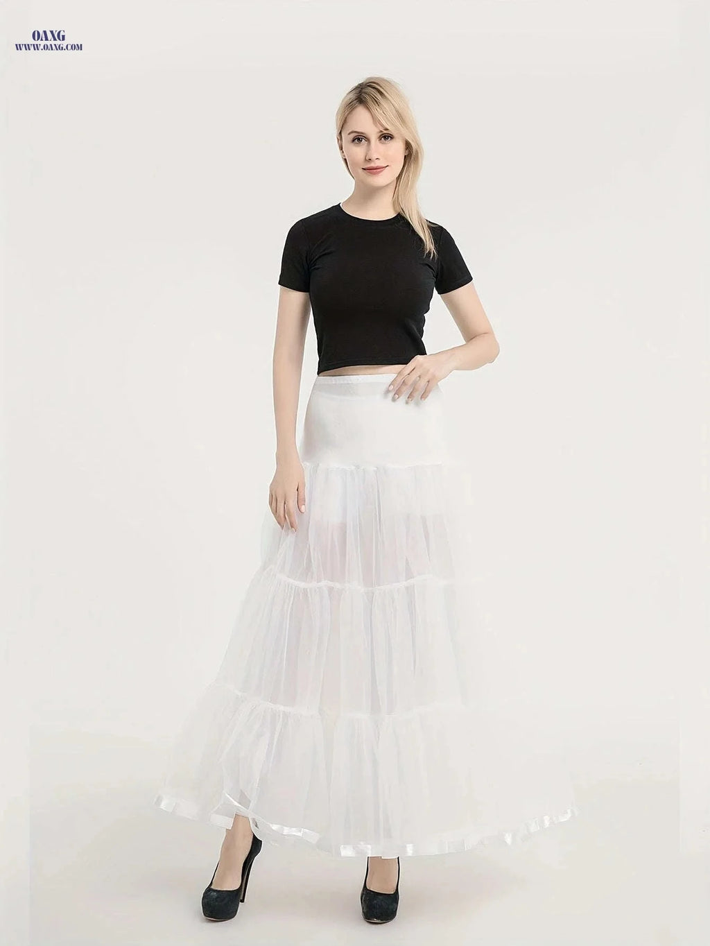 Ladies' 3-Layer Long Solid Color Organza Skirt - High Elasticity   OAXG 