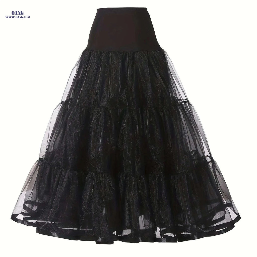 Ladies' 3-Layer Long Solid Color Organza Skirt - High Elasticity   OAXG 