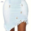 Ladies' High-Stretch Mini Skirt - Street Fashion Fit for All Seasons   OAXG Bright Steel Blue / S
