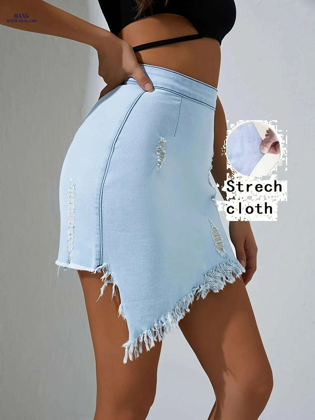 Ladies' High-Stretch Mini Skirt - Street Fashion Fit for All Seasons   OAXG Bright Steel Blue / S