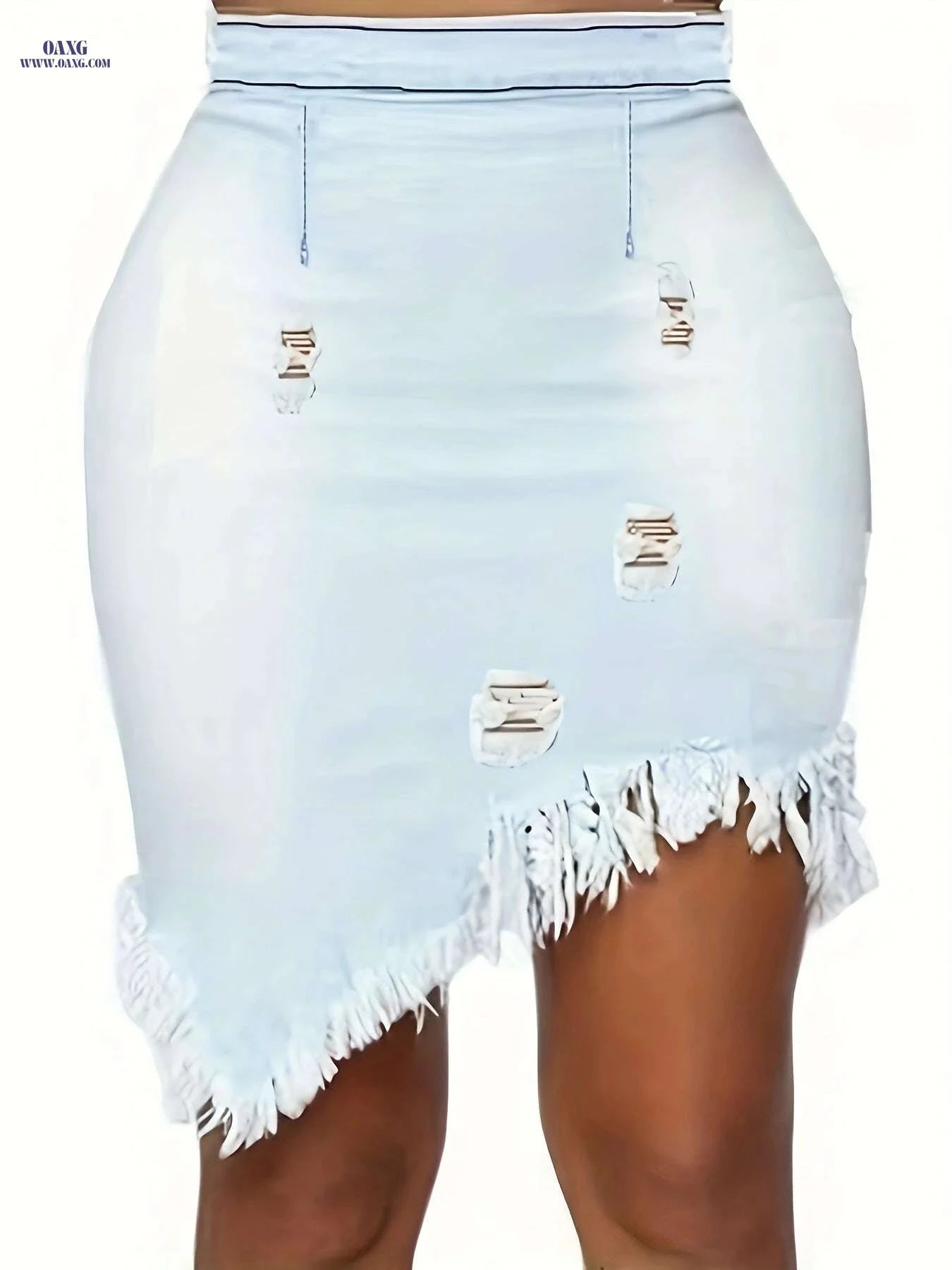 Ladies' High-Stretch Mini Skirt - Street Fashion Fit for All Seasons   OAXG Bright Steel Blue / S
