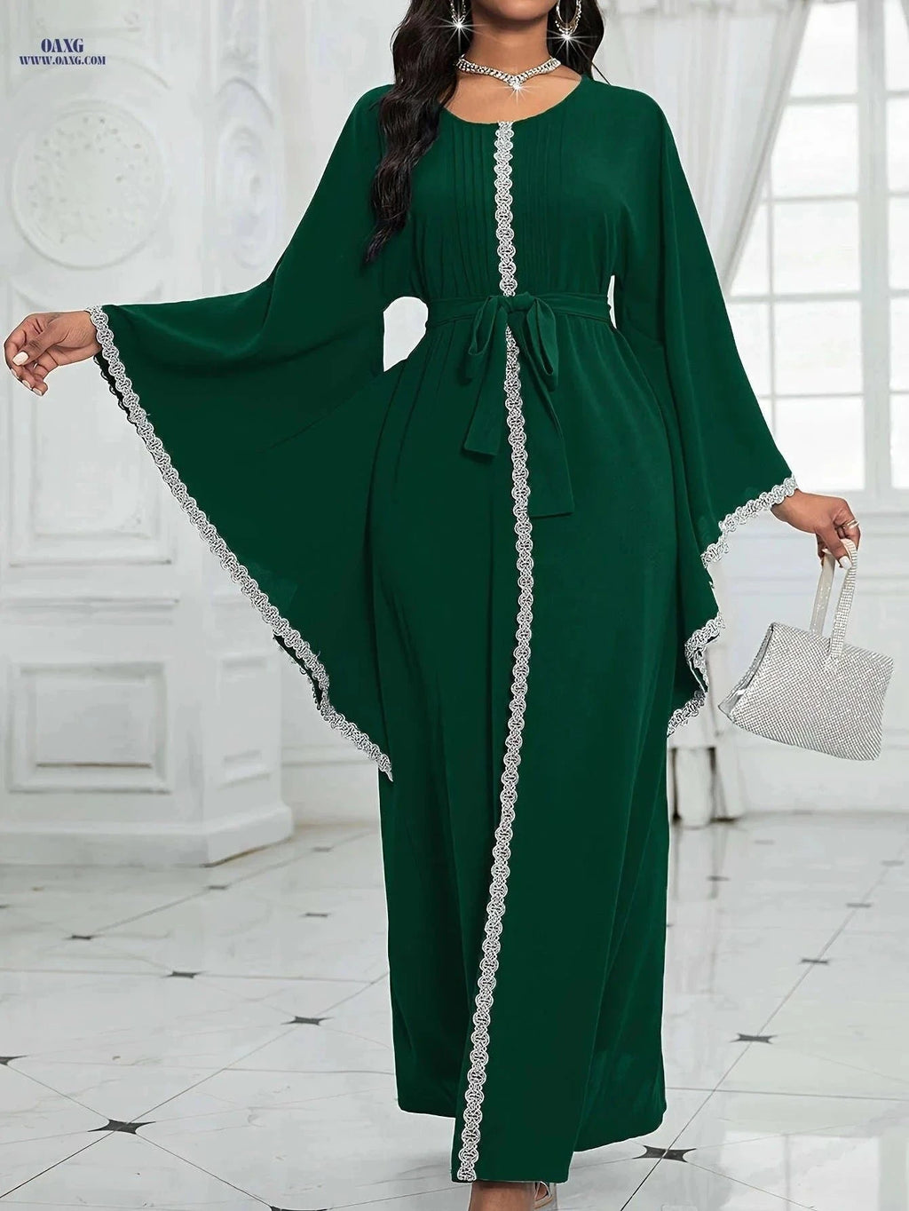 Ladies' Traditional Middle Eastern Dress - Elegant Tunic for Spring/Summer   OAXG Green / S