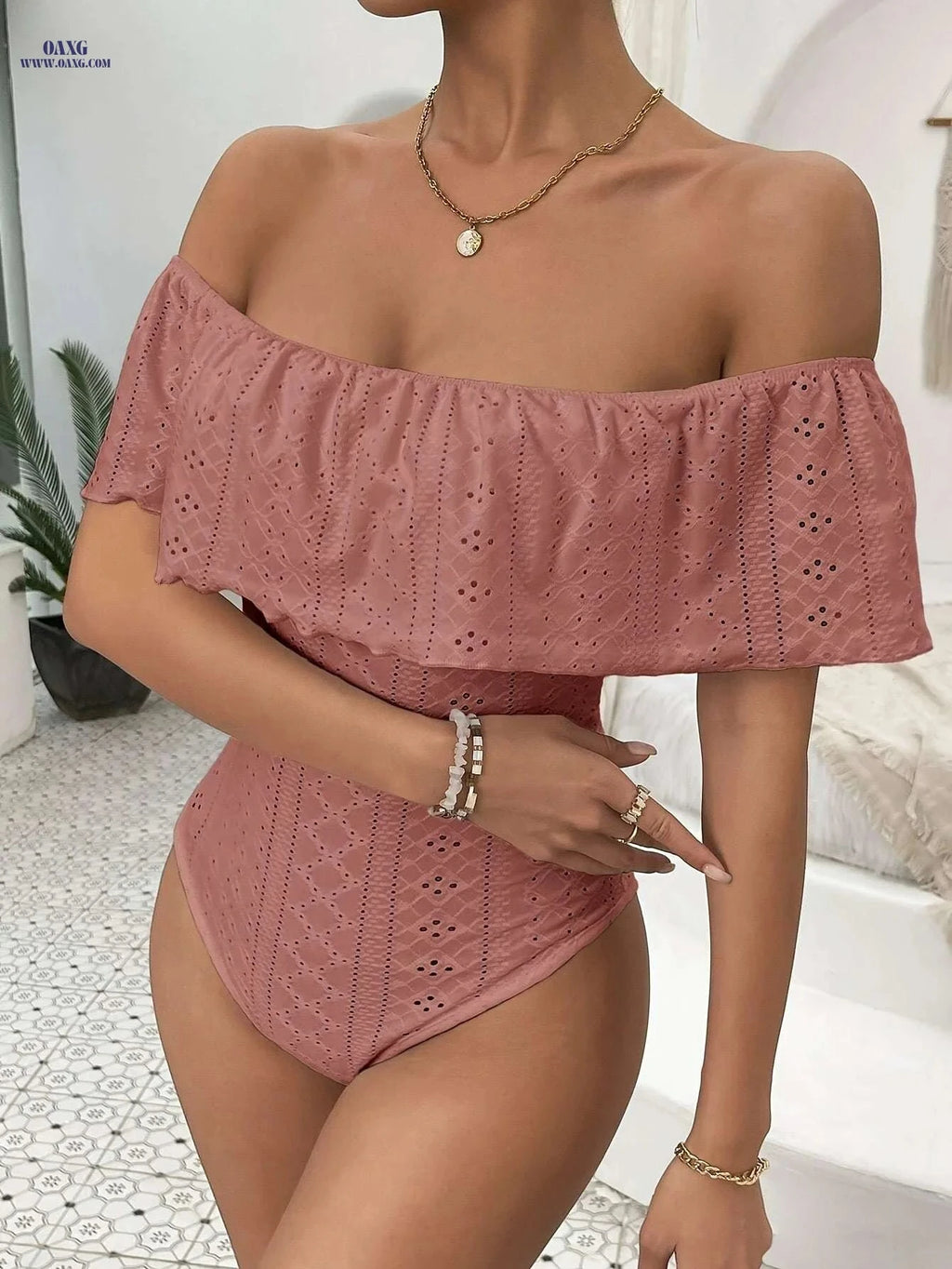 Layered Off Shoulder Bodysuit - Stylish Women's Summer One-Piece   OAXG 